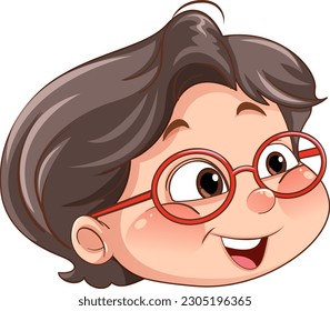 Boy wearing glasses cartoon illustration
