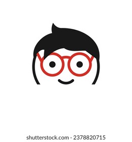 The boy is wearing glasses with round lenses. 