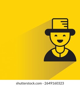 boy wearing hat icon with shadow on yellow background