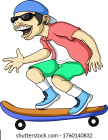 Boy Wearing Hat Playing Skateboard Stock Vector (Royalty Free ...