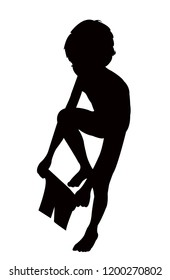 a boy wearing his clothing, silhouette vector