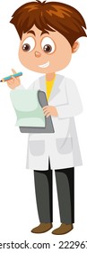 A boy wearing lab coat illustration