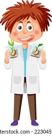 A boy wearing lab coat illustration