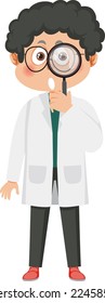 A boy wearing lab coat illustration