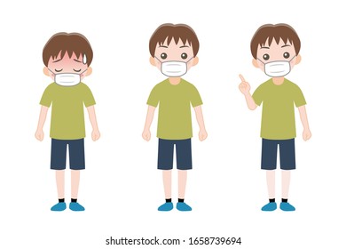 Junge trägt eine Maske