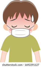 A boy wearing a mask for infection control