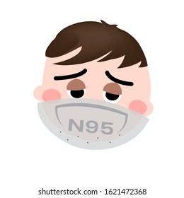 A boy wearing a mask to protect against dust, smoke, air pollution pm2.5.