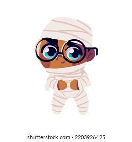 boy wearing mummy costume isolated icon