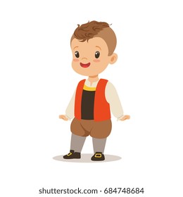 Boy wearing national costume of France colorful character vector Illustration