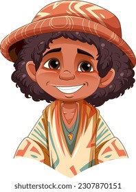 Boy wearing native American outfit illustration