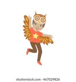 Boy Wearing Owl Animal Costume
