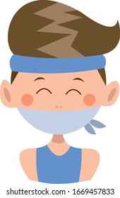 Boy wearing protective Medical mask for prevent virus. Flat vector illustration.
