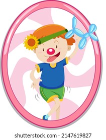 A boy wearing red nose cartoon character illustration
