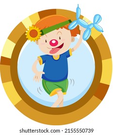 A boy wearing red nose cartoon character illustration