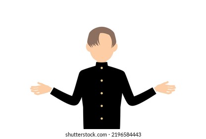 Boy wearing school uniform, Gestures with outstretched arms
