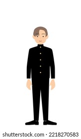 Boy wearing school uniform, Stand upright