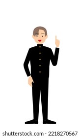 Boy wearing school uniform, Strike a pose of guts