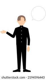 Boy wearing school uniform, Talk to me (with speech bubble)
