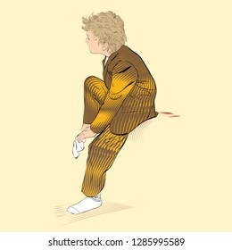 Boy wearing socks. School boy dressing. Illustration of Boy Dressing