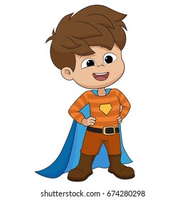 Boy wearing superhero costume.vector and illustration.