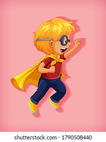 Junge mit Superheld mit Strangglehold in Standposition Cartoon-Charakterporträt einzeln Illustration