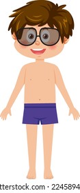 A boy wearing swim trunks illustration