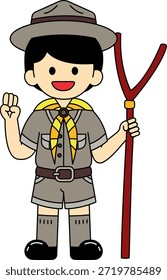 ein Junge mit einer thailändischen Pfadfinderuniform