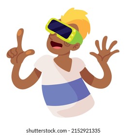 boy wearing VR goggles, isolated