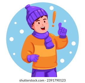 niño con sombrero de invierno y guantes