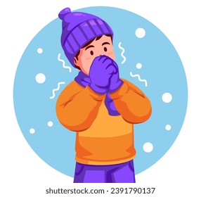 Boy Wearing a Winter Jacket and Sneezing	