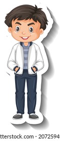 A boy wears bomber jacket cartoon character illustration