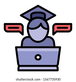 Boy webinar icon. Outline boy webinar vector icon for web design isolated on white background