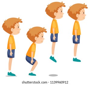 A boy and weight training illustration