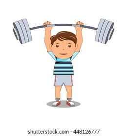 boy weightlifter and fitness, vector illustrations