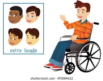 Boy and wheelchair.