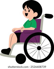Boy in wheelchair happily watching everything