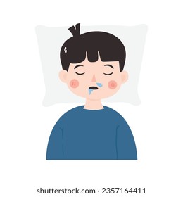 Boy While Sleeping Expression. Boy with blue shirt illustration. 