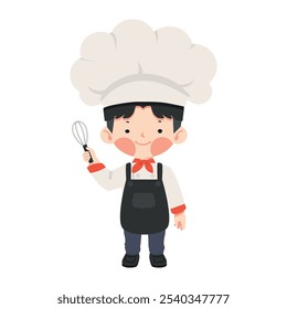 boy with whisk pretending to be chef