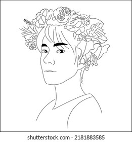 Junge Weiß mit BlumenkronenVektorgrafik