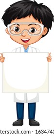 Boy with whiteboard on white background illustration