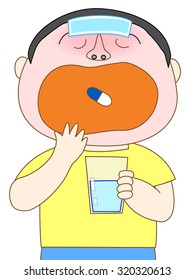 The boy who catches cold, and takes medicine