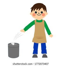 A boy who does housework. 