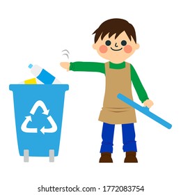 A boy who does housework. 