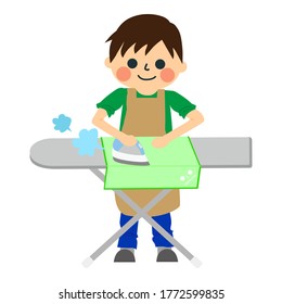 A boy who does housework. 