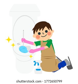 A boy who does housework. 