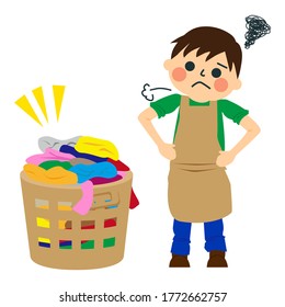 A boy who does housework. 