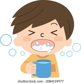 A boy who gargles and cherishes his teeth