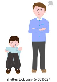 The boy who is ill-treated, and cries.