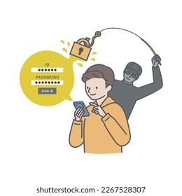 Ein Junge, der sich anmeldet, ohne eine Phishing-E-Mail zu bemerken