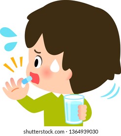 A boy who is not good at taking medicine